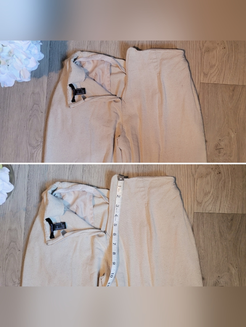 Forever 21 Cream Pleated Wide Leg High-Waist Linen Flax Blend Trouser, Women's S - Picture 11 of 13